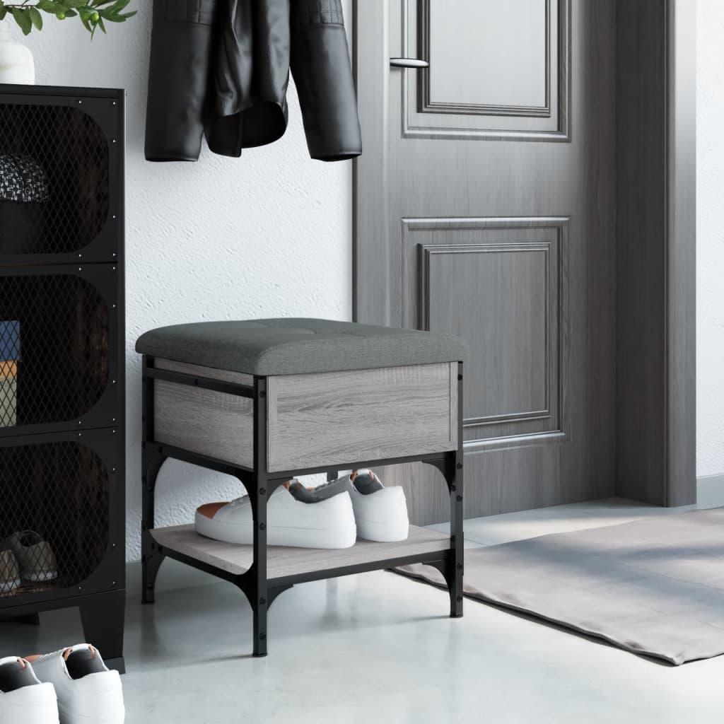 vidaXL Schoenenbank 42x42x45 cm bewerkt hout grijs sonoma eikenkleurig afbeelding