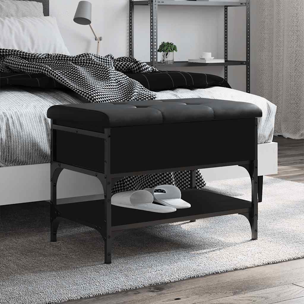 vidaXL skobænk 62x42x45 cm konstrueret træ sort