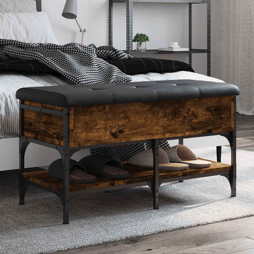 vidaXL skobænk 82x42x45 cm konstrueret træ røget egetræsfarve
