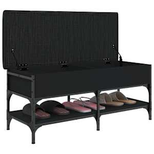 Lavice s botníkem černá 102 x 42 x 45 cm kompozitní dřevo - obrázek 4