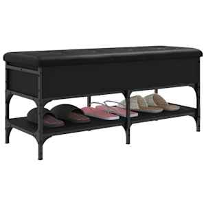 Lavice s botníkem černá 102 x 42 x 45 cm kompozitní dřevo - obrázek 5