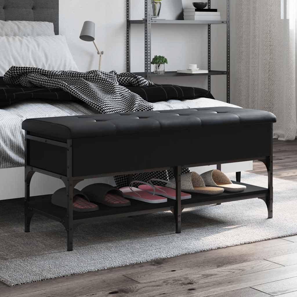 vidaXL skobænk 102x42x45 cm konstrueret træ sort