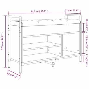 Lavice s botníkem hnědý dub 85,5x32x57,5 cm kompozitní dřevo - obrázek 11