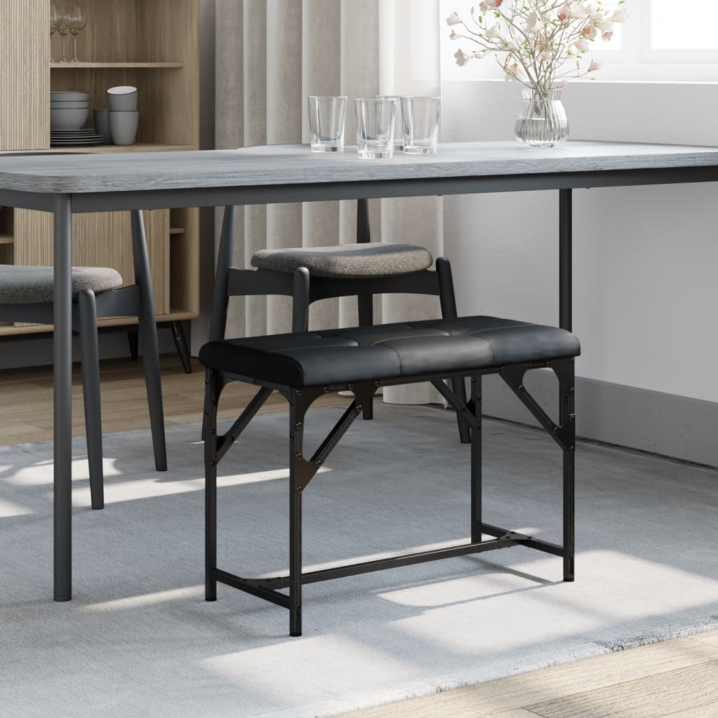vidaXL Jedálenská lavica čierna 62x32x45 cm oceľ a umelá koža