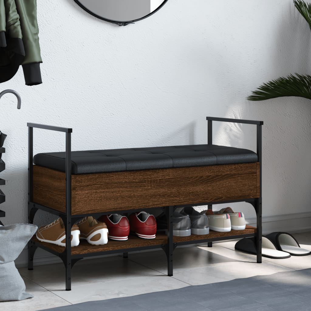 vidaXL Lavička na topánky hnedý dub 85,5x42x57,5 cm kompozitné drevo