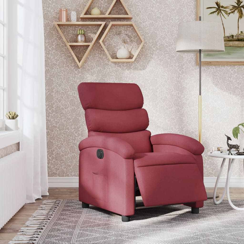 Elektrické polohovací křeslo vínové textil - obrázek 15