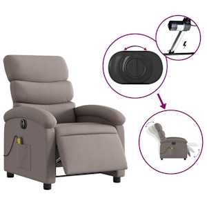Elektrické masážní polohovací křeslo taupe textil - obrázek 6