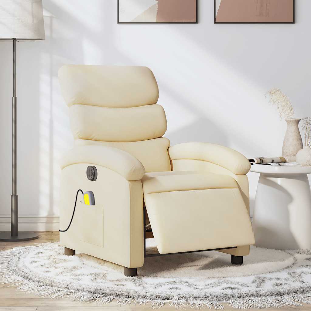 vidaXL Massagesessel Elektrisch Creme Stoff