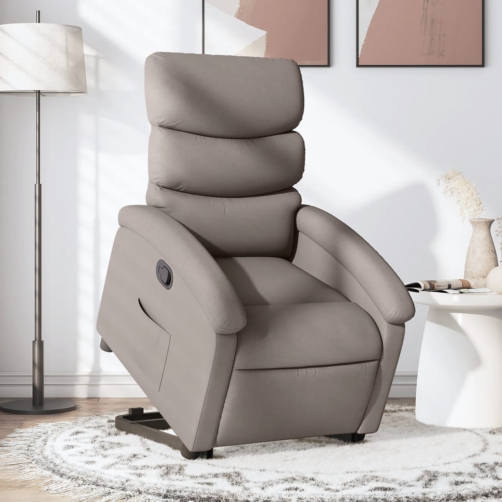 vidaXL Fotoliu rabatabil cu ridicare pe verticală, gri taupe, textil