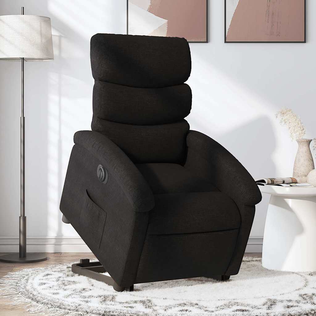 vidaXL Fotoliu electric rabatabil cu ridicare, negru, textil