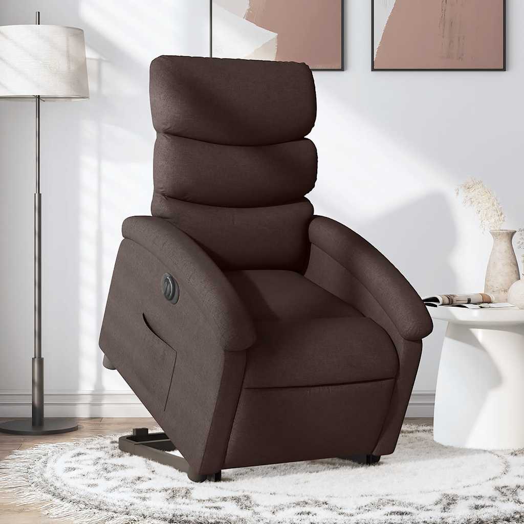 vidaXL Fotoliu electric rabatabil cu ridicare, maro închis, textil