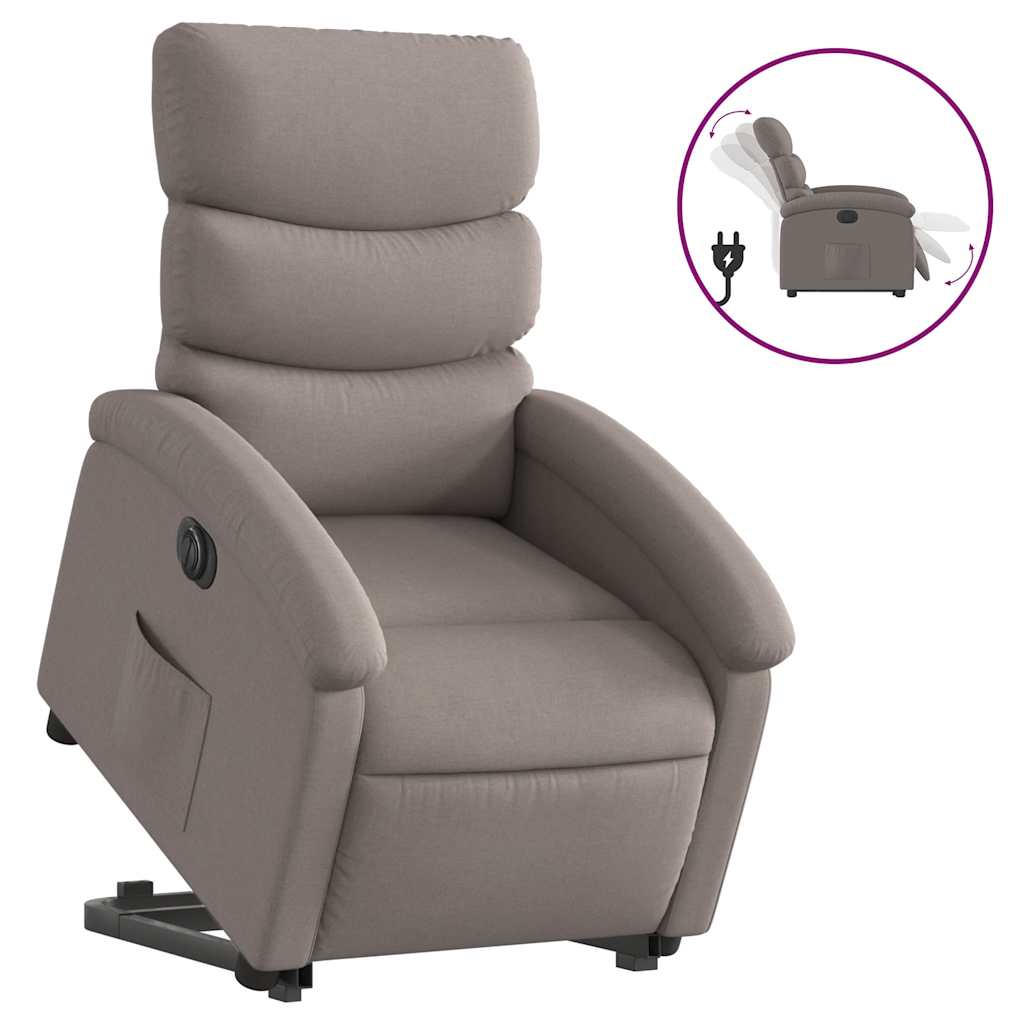 vidaXL Elektrické zvedací polohovací křeslo taupe textil