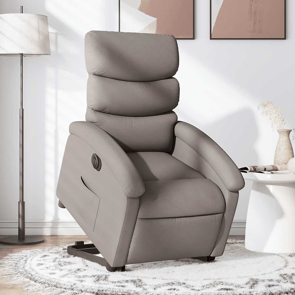 vidaXL Fotoliu electric rabatabil cu ridicare, gri taupe, textil
