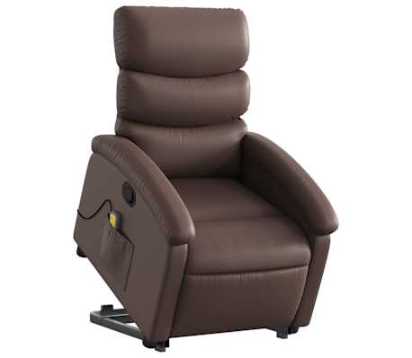 vidaXL Fauteuil inclinable de massage Marron Similicuir