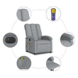 Elektrické masážní polohovací křeslo světle šedé textil - obrázek 8