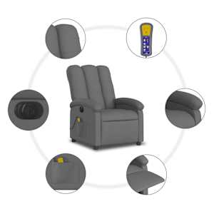 Elektrické masážní polohovací křeslo tmavě šedé textil - obrázek 8