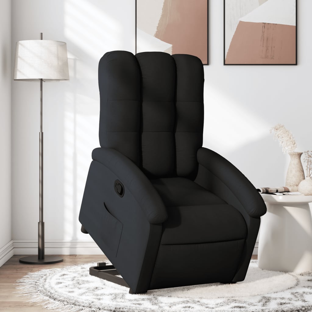 vidaXL Fotoliu rabatabil cu ridicare pe verticală, negru, textil