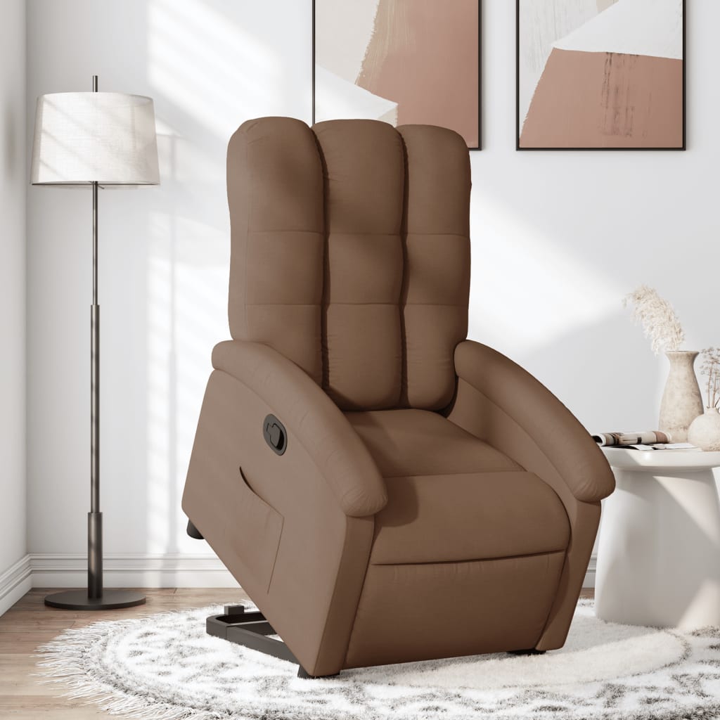vidaXL Fotoliu rabatabil cu ridicare pe verticală, maro, textil