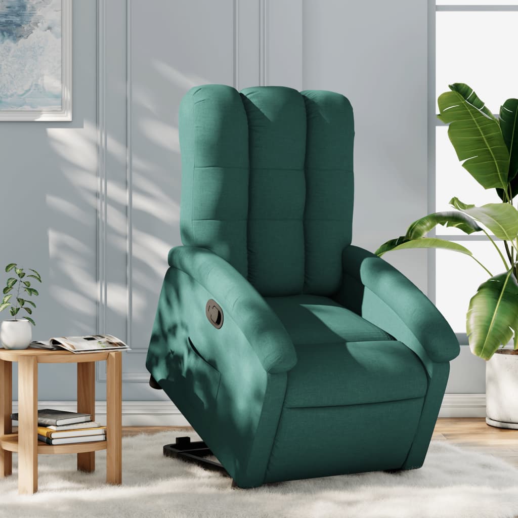 vidaXL Fotoliu rabatabil ridicare pe verticală, verde închis, textil