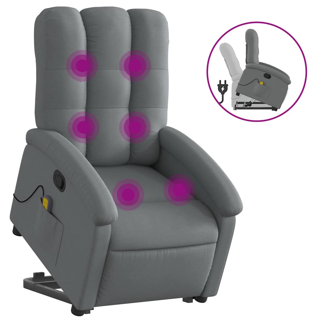 Thumbnail - vidaXL Massagesessel mit Aufstehhilfe Dunkelgrau Stoff