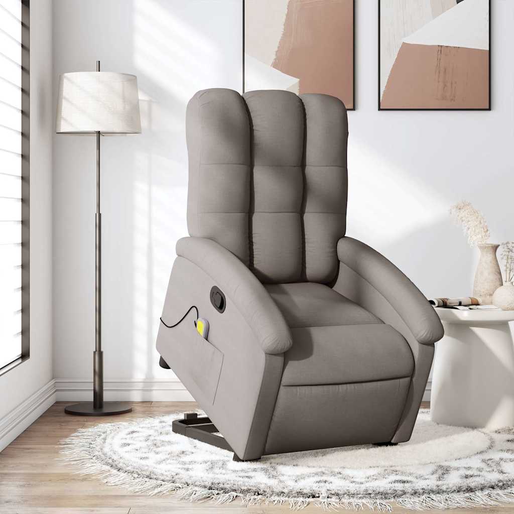 Zvedací masážní polohovací křeslo taupe textil - obrázek 15