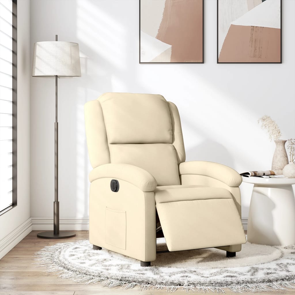 Elektrické polohovací křeslo krémové textil - obrázek 15