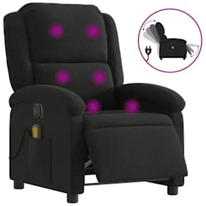 Elektrické masážní polohovací křeslo černé textil - obrázek 2