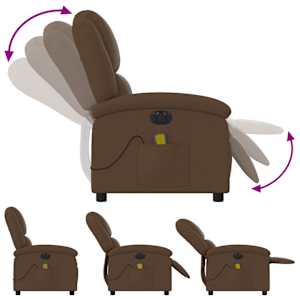 Elektrické masážní polohovací křeslo hnědé textil - obrázek 7