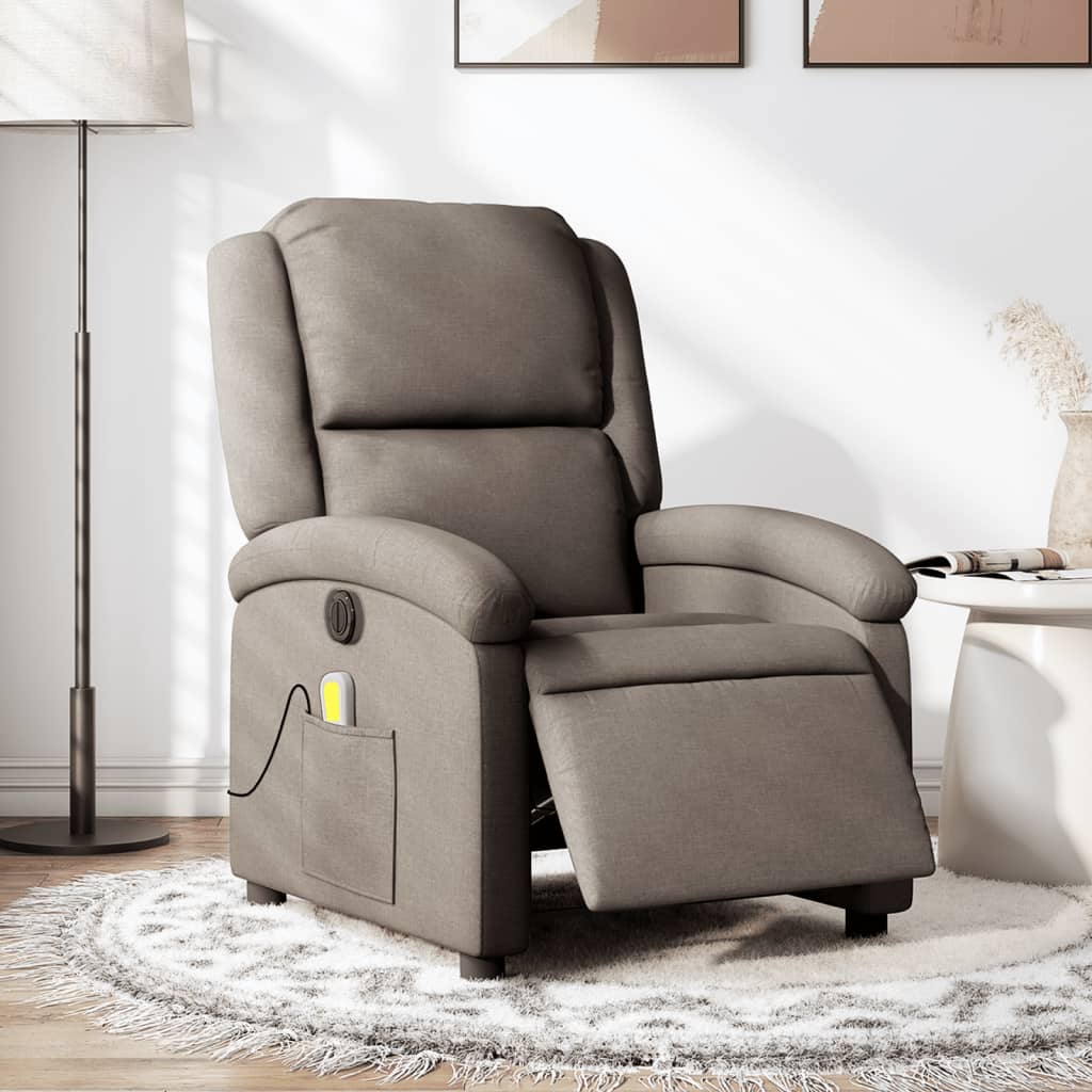 vidaXL Massagesessel Elektrisch Taupe Stoff