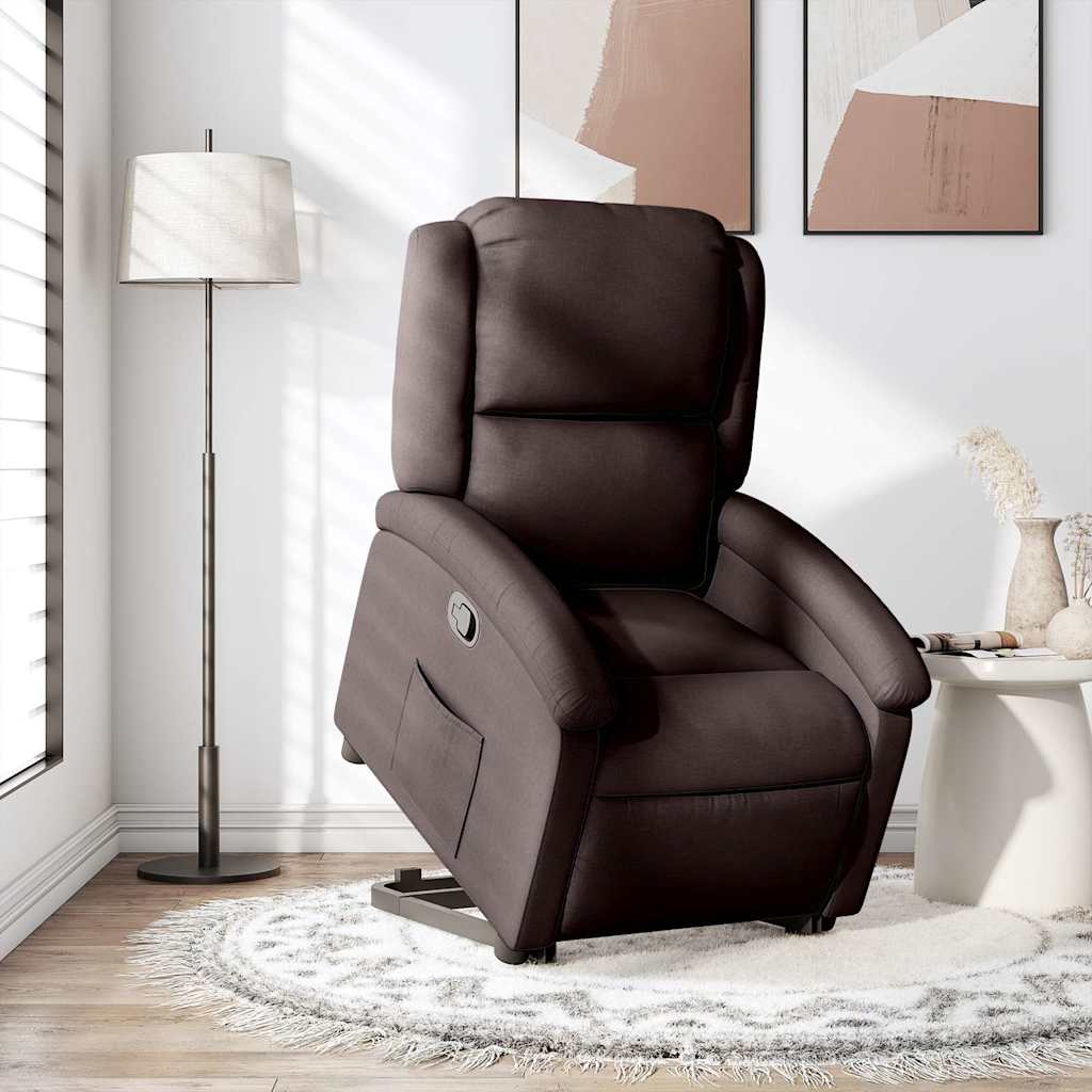 vidaXL Fotoliu rabatabil cu ridicare pe verticală, maro închis, textil