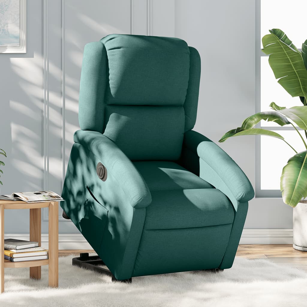 vidaXL Fotoliu electric rabatabil cu ridicare, verde închis, textil