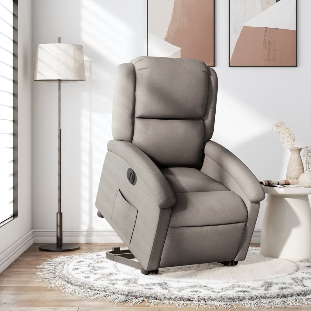 Elektrické zvedací polohovací křeslo taupe textil - obrázek 16