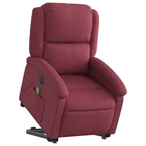 Elektrické zvedací masážní polohovací křeslo vínové textil - obrázek 3
