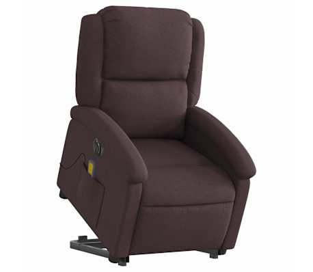 vidaXL Elektrischer Massagesessel mit Aufstehhilfe Dunkelbraun Stoff