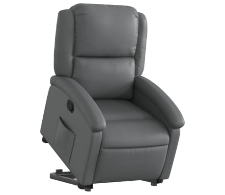 vidaXL Sillón reclinable elevable cuero artificial gris