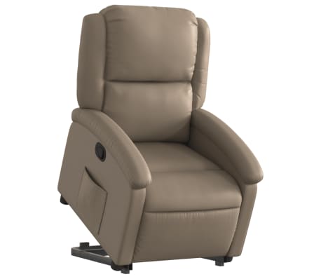 vidaXL Sillón reclinable elevable cuero artificial color capuchino