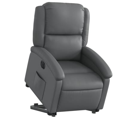 vidaXL Sillón reclinable elevable eléctrico de cuero sintético gris