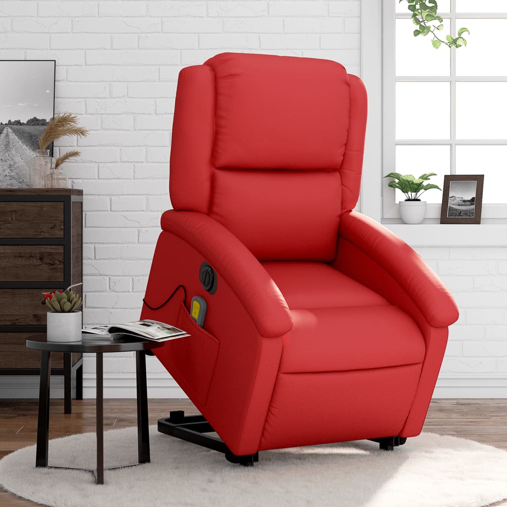 vidaXL Fauteuil inclinable de massage électrique rouge similicuir