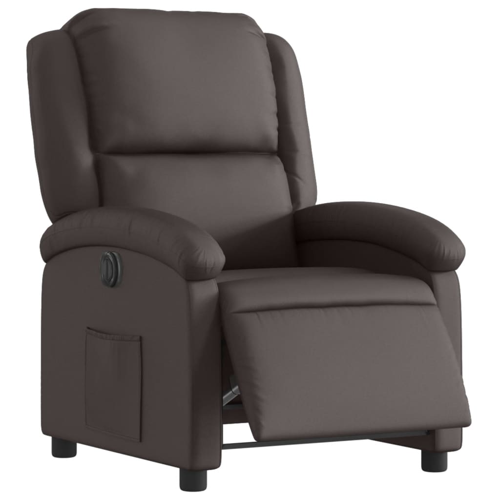 vidaXL Fauteuil inclinable électrique marron foncé cuir véritable