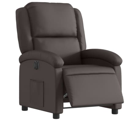 vidaXL Fauteuil inclinable électrique marron foncé cuir véritable