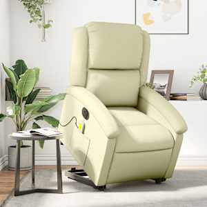 Električni masažni stol s funkcijo vstajanja krem umetno usnje