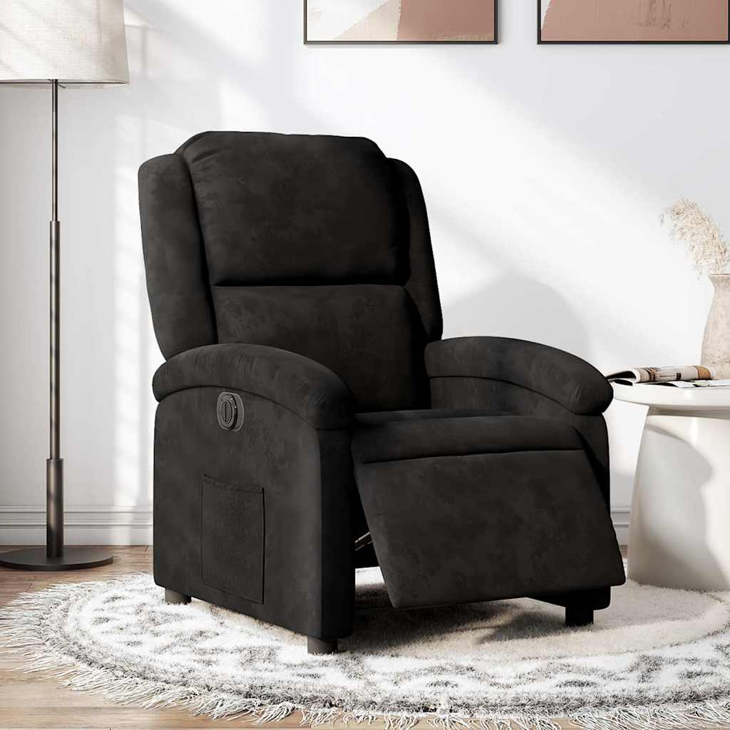 vidaXL Fotoliu rabatabil electric, negru, catifea