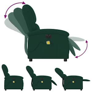 Elektrické masážní polohovací křeslo tmavě zelené samet - obrázek 7