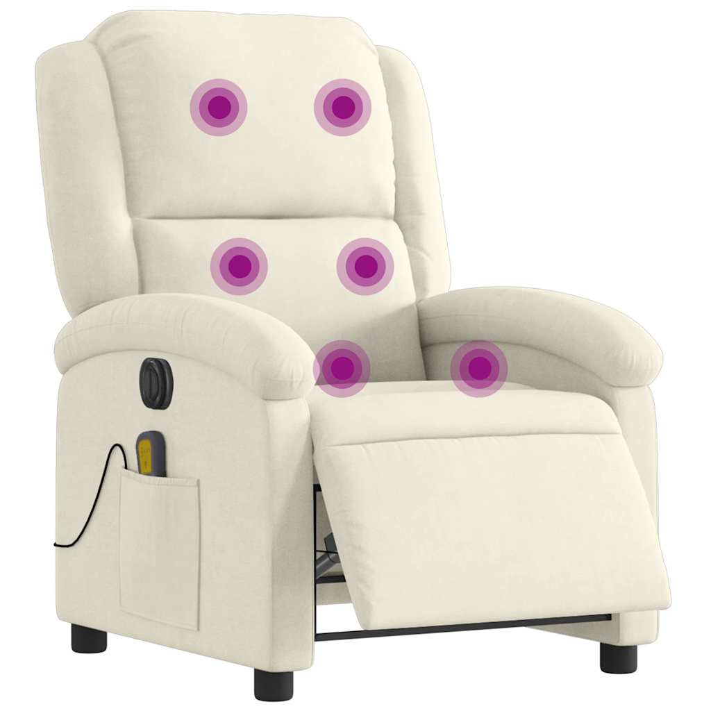 Thumbnail - vidaXL Massagesessel Elektrisch Creme Samt