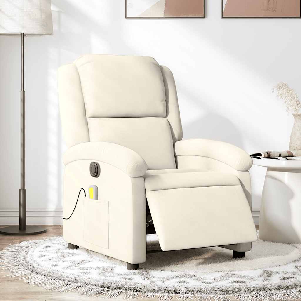 Thumbnail - vidaXL Massagesessel Elektrisch Creme Samt