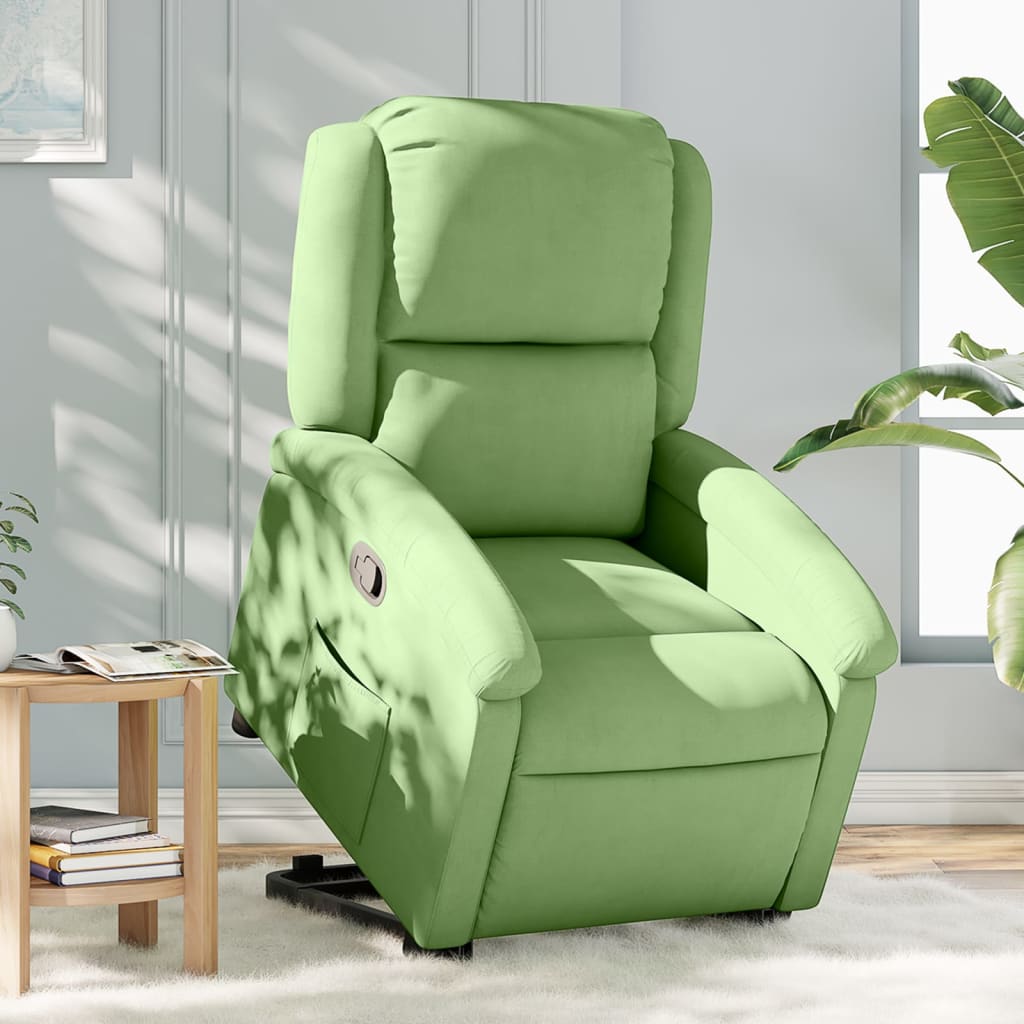 vidaXL Fotoliu rabatabil cu ridicare, verde deschis, catifea