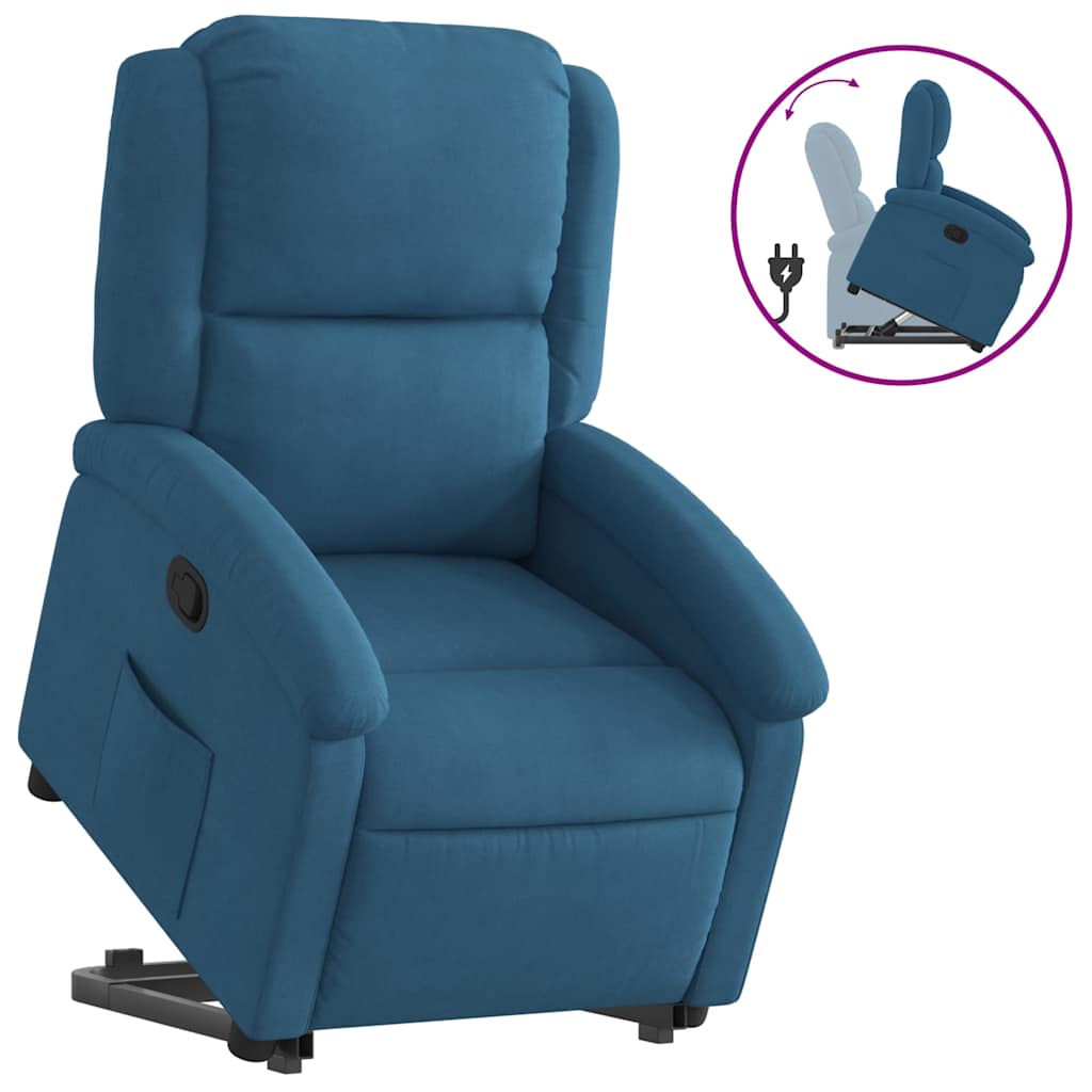 Thumbnail - vidaXL Relaxsessel mit Aufstehhilfe Blau Samt