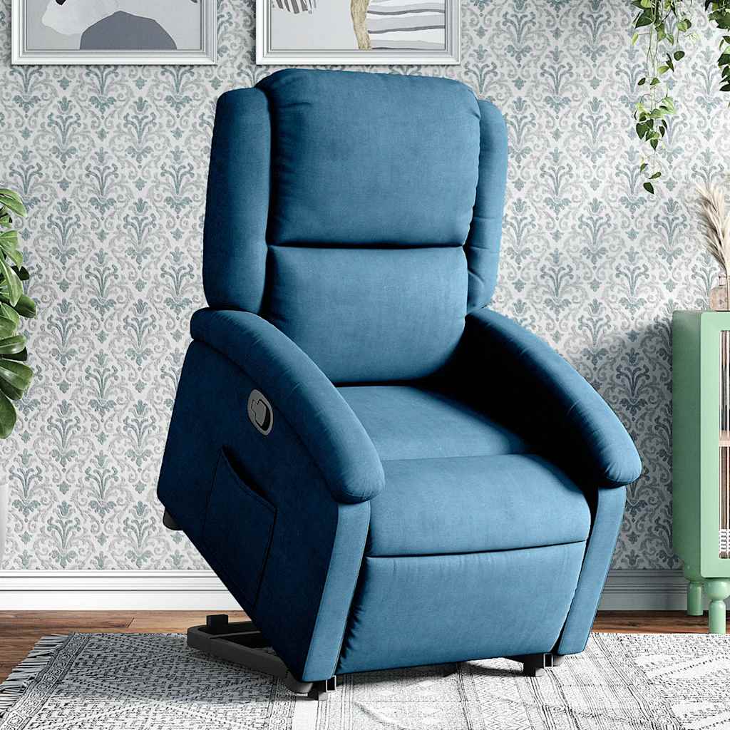 vidaXL Relaxsessel mit Aufstehhilfe Blau Samt