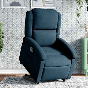 Naslanjač s funkcijo vstajanja moder žamet