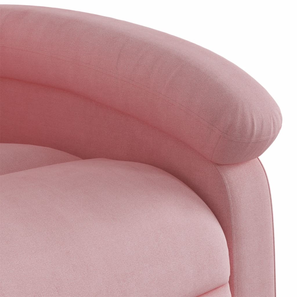 Massagefåtölj med uppresningshjälp rosa sammet